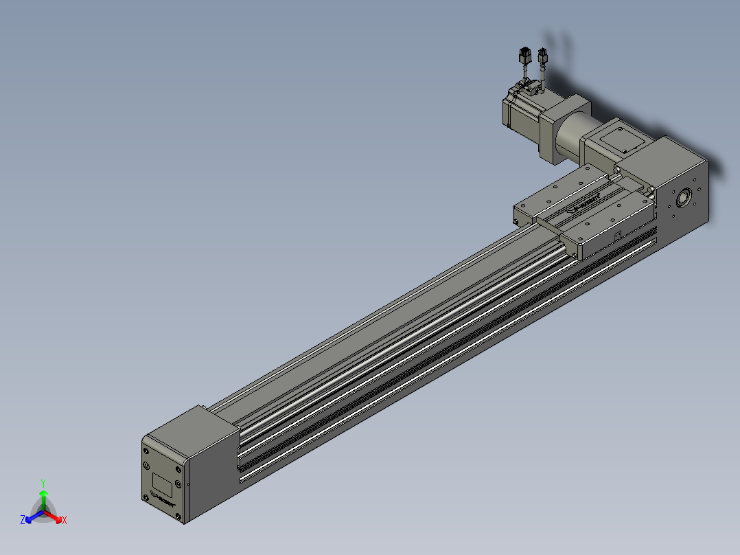 威洛博直线电机模组EB10-L224-S750-L-ZP75-MS3-5K正等轴测图