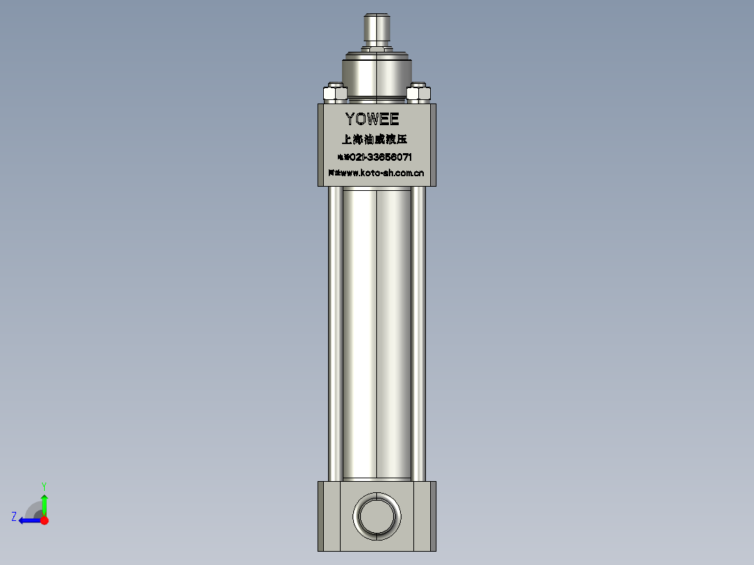 单杆液压缸CAD模型右视图