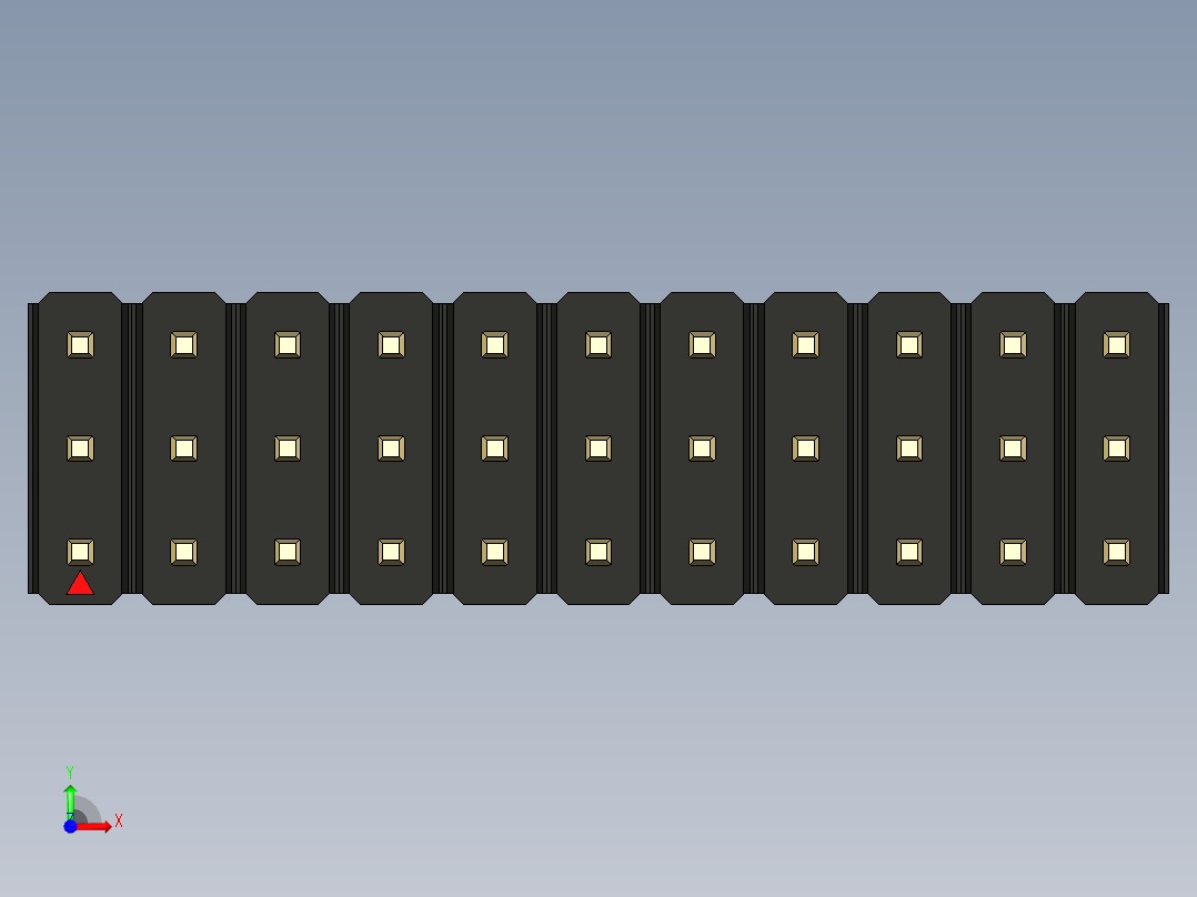 彩色公头100mil（2.54mm）系列-DS1021_black_3x11p_100mil_Type19_rev1.0前视图