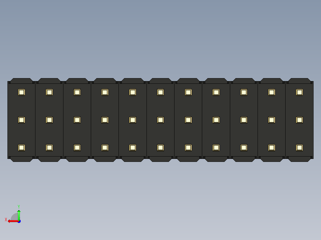彩色公头100mil（2.54mm）系列-DS1021_black_3x11p_100mil_Type19_rev1.0后视图