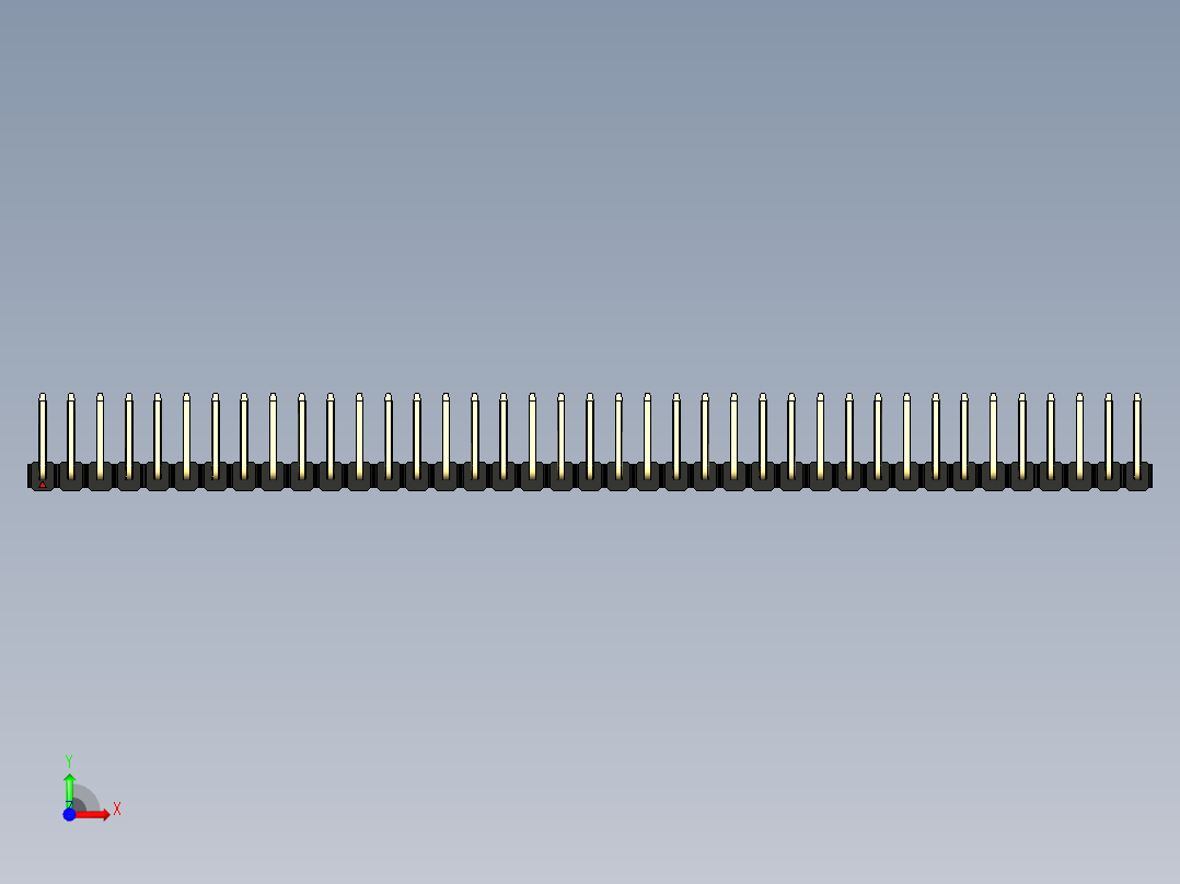 彩色公排针 100mil 2.54mm 系列-DS1022_black_39p_100mil_TypeU_rev1.0前视图