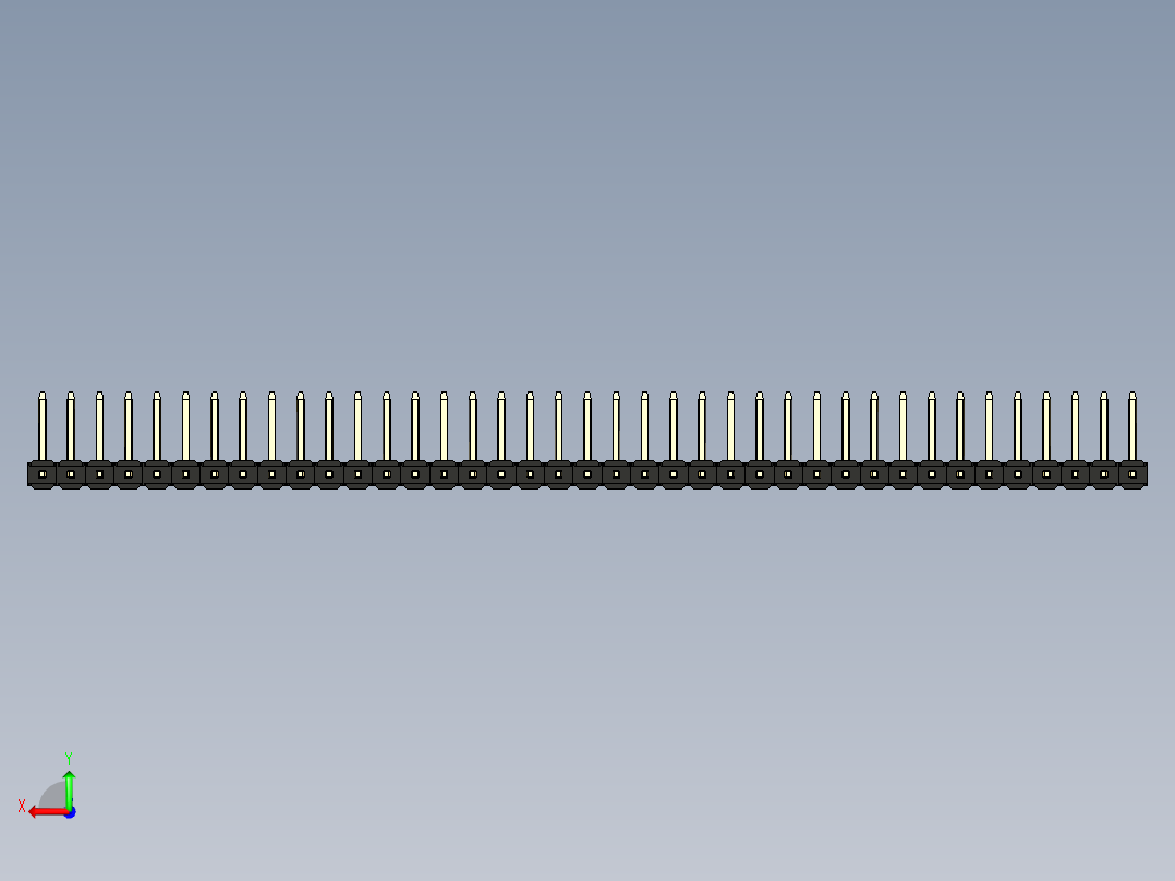 彩色公排针 100mil 2.54mm 系列-DS1022_black_39p_100mil_TypeU_rev1.0后视图