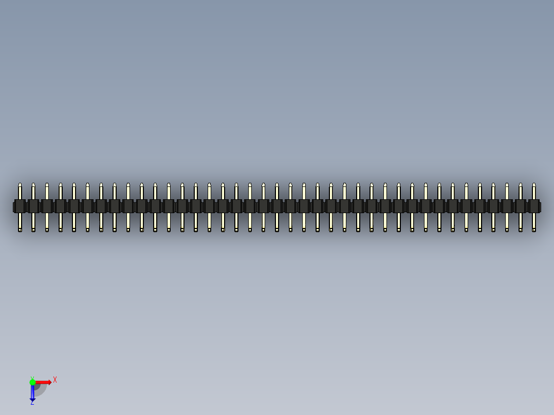彩色公排针 100mil 2.54mm 系列-DS1022_black_39p_100mil_TypeU_rev1.0俯视图