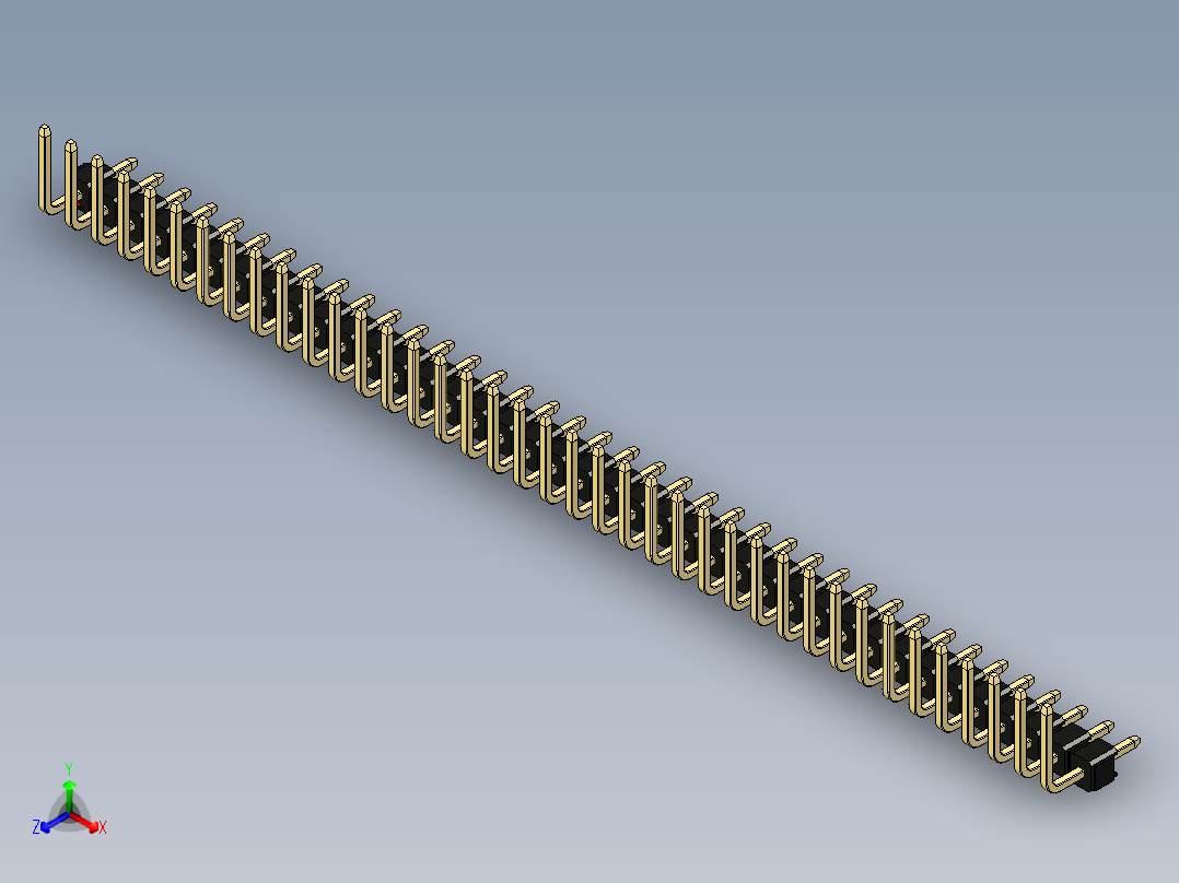 彩色公排针 100mil 2.54mm 系列-DS1022_black_39p_100mil_TypeU_rev1.0正等轴测图