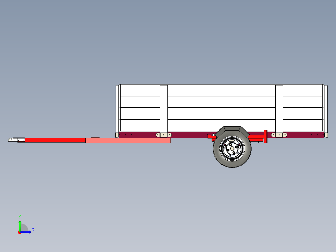 折叠拖车左视图