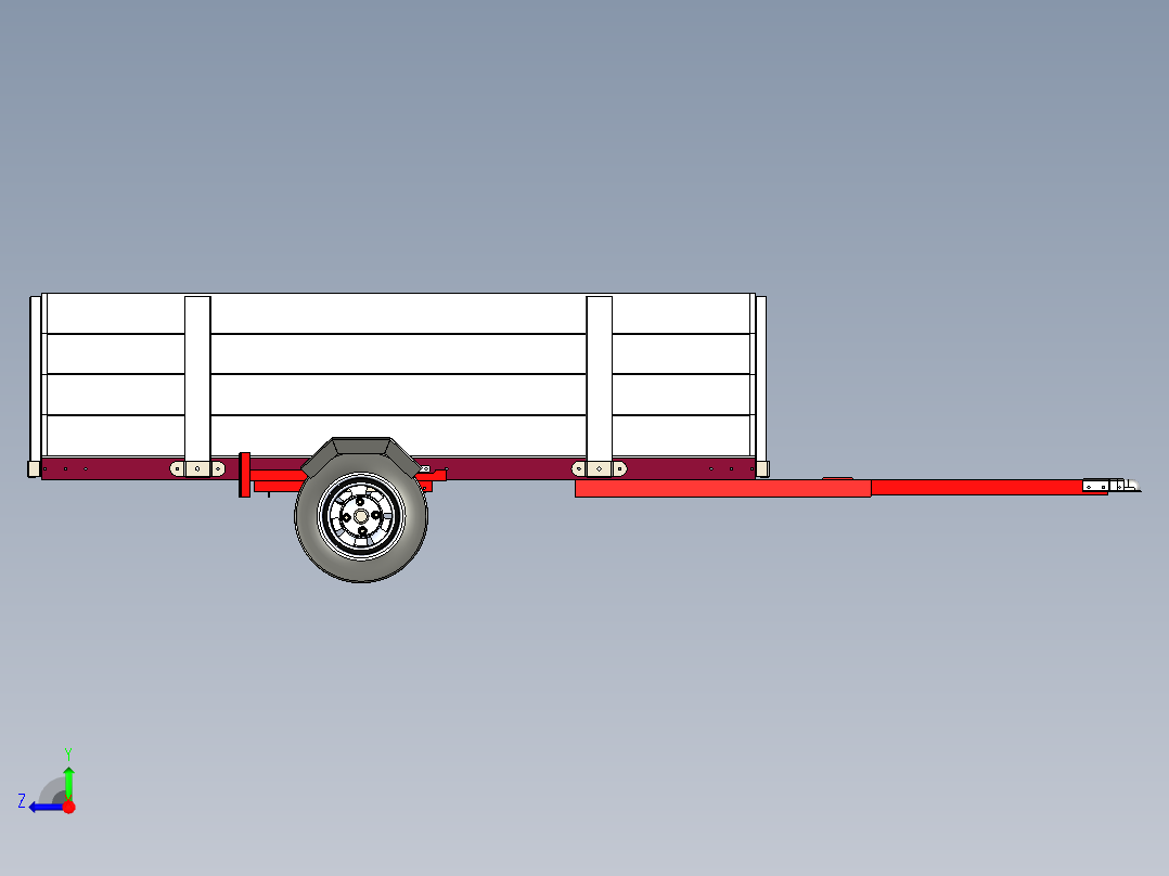 折叠拖车右视图