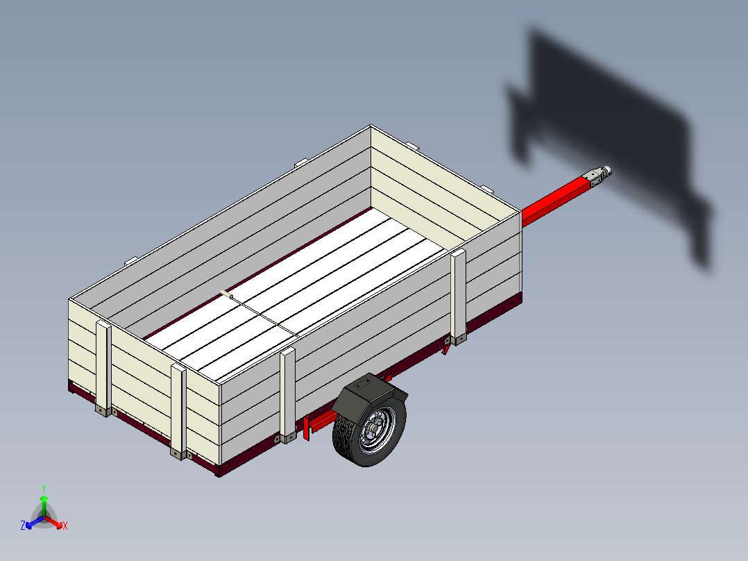 折叠拖车正等轴测图