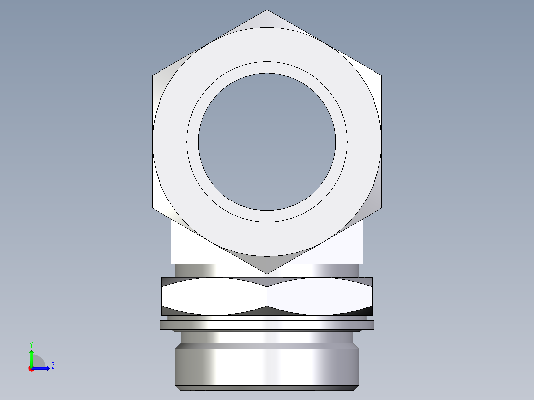 卡套式工业通用硬管接头EO_Adjustable_locknut_branch_tee_TEE42ZLMCF左视图