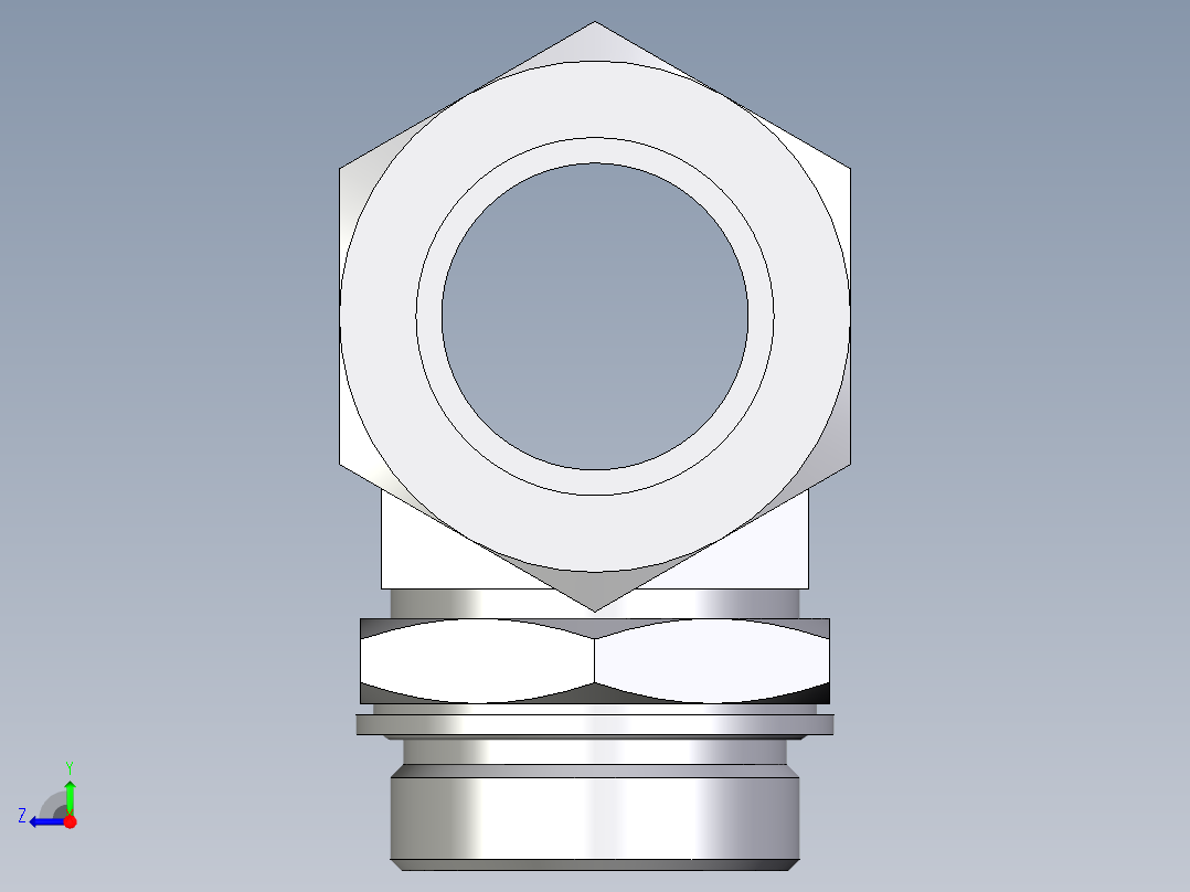 卡套式工业通用硬管接头EO_Adjustable_locknut_branch_tee_TEE42ZLMCF右视图