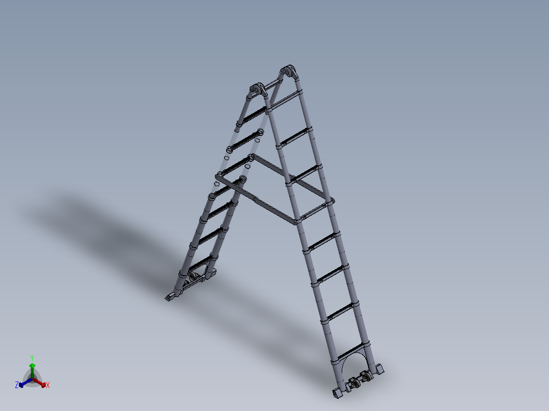 仿巴芬工程伸缩梯 （400）正等轴测图