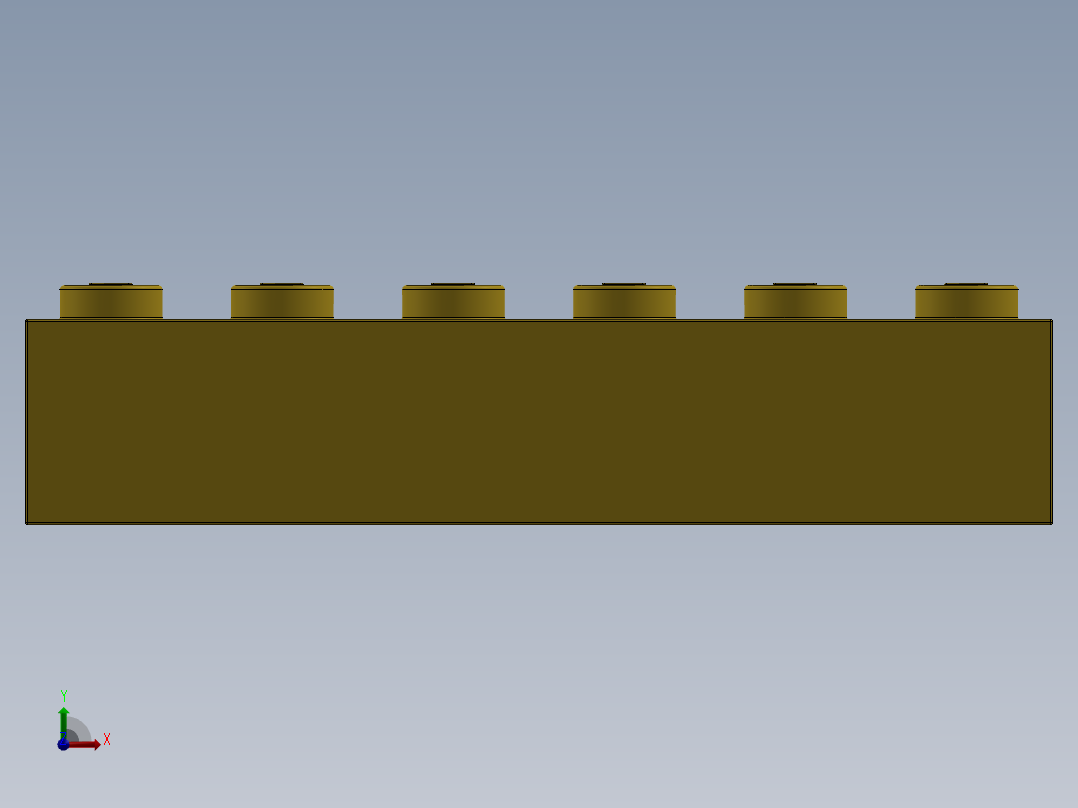 乐高套装 4421基本积木-300924 Bright Yellow Brick 1 x 6.SLDPRT前视图