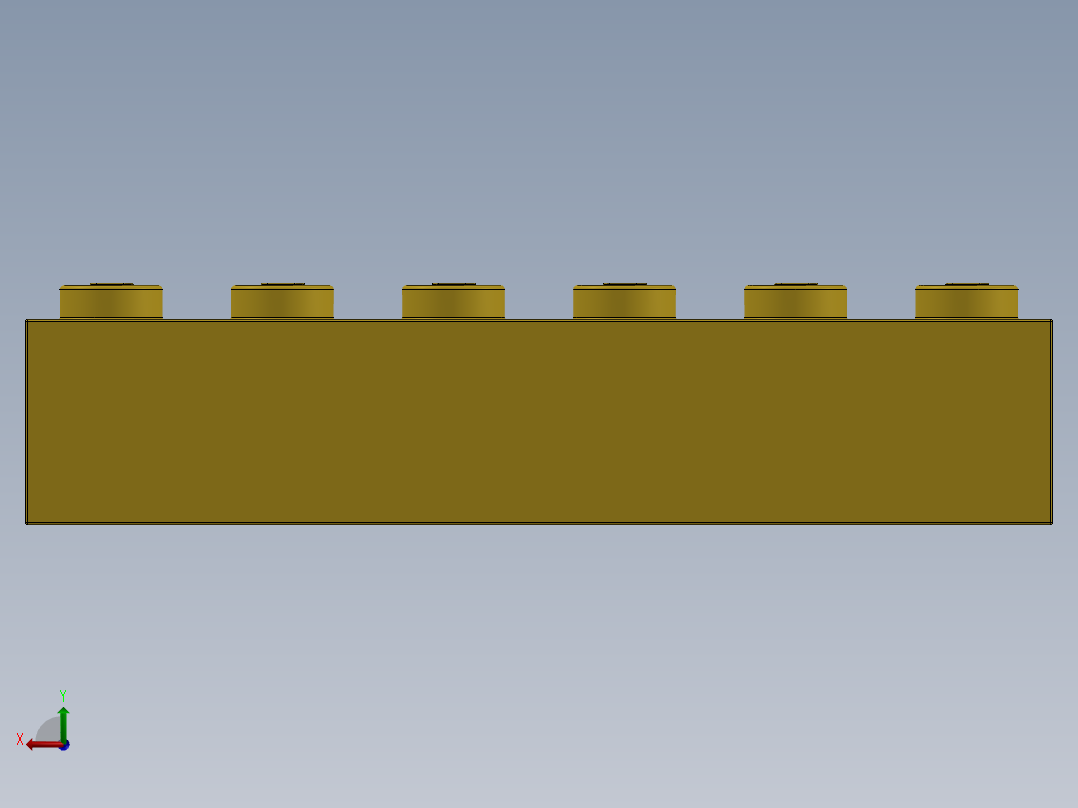 乐高套装 4421基本积木-300924 Bright Yellow Brick 1 x 6.SLDPRT后视图