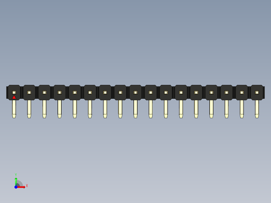 彩色公排针 100mil 2.54mm 系列-DS1022_black_1x17p_100mil_TypeD_rev1.0前视图