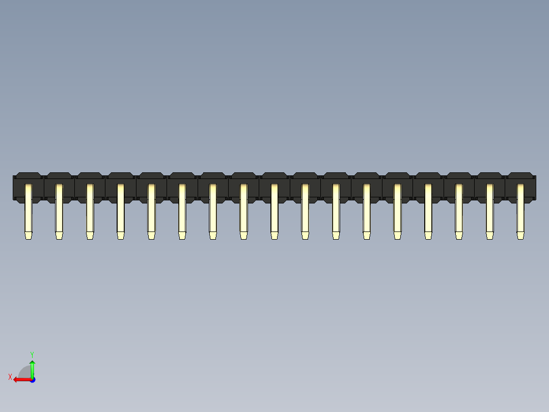 彩色公排针 100mil 2.54mm 系列-DS1022_black_1x17p_100mil_TypeD_rev1.0后视图