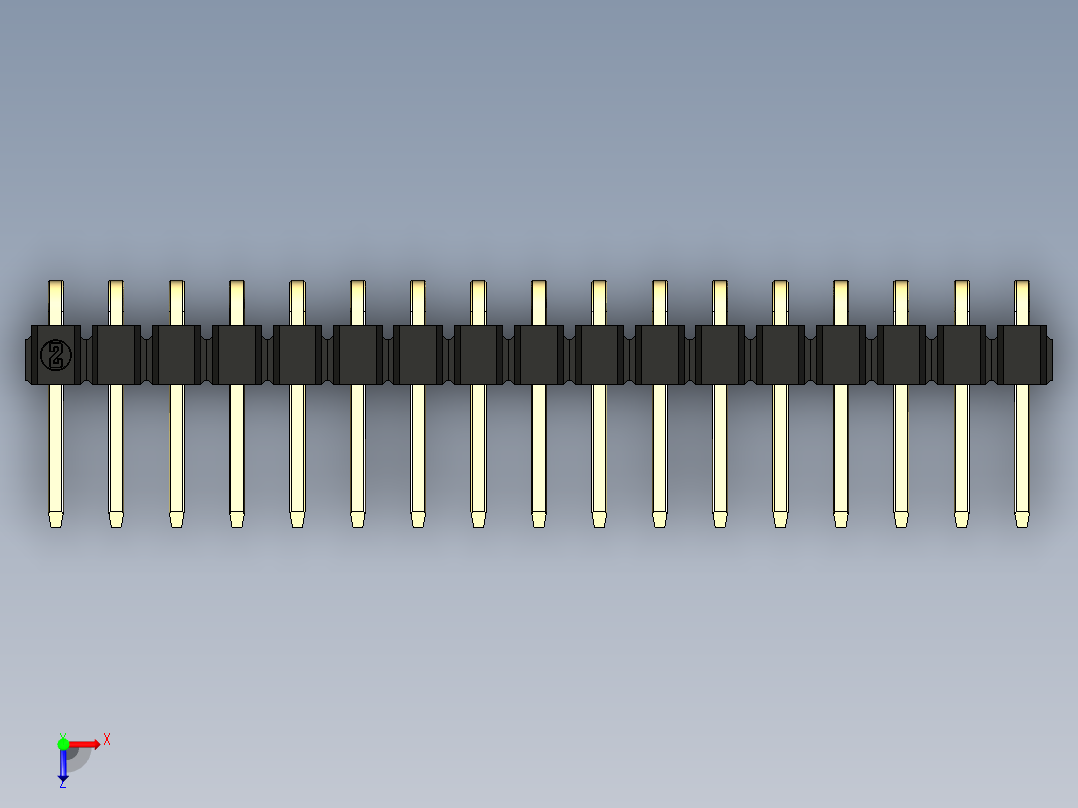 彩色公排针 100mil 2.54mm 系列-DS1022_black_1x17p_100mil_TypeD_rev1.0俯视图