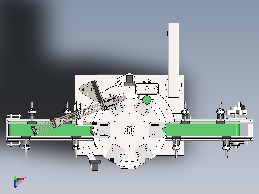 自动灌装上盖拧紧设备俯视图