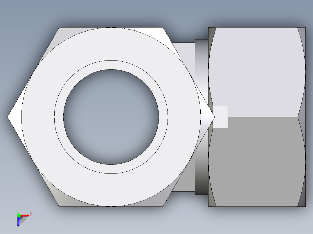 卡套式工业通用硬管接头EO_Adjustable_locknut_run_tee_LEE38ZSMCF俯视图