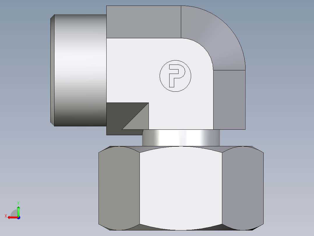 卡套式工业通用硬管接头EO_Standpipe_elbow_EVW25SOMDCF后视图