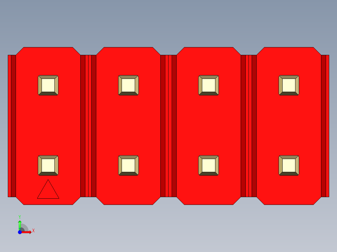 彩色公头100mil（2.54mm）系列-DS1021_red_2x04p_100mil_Type19_rev1.0前视图