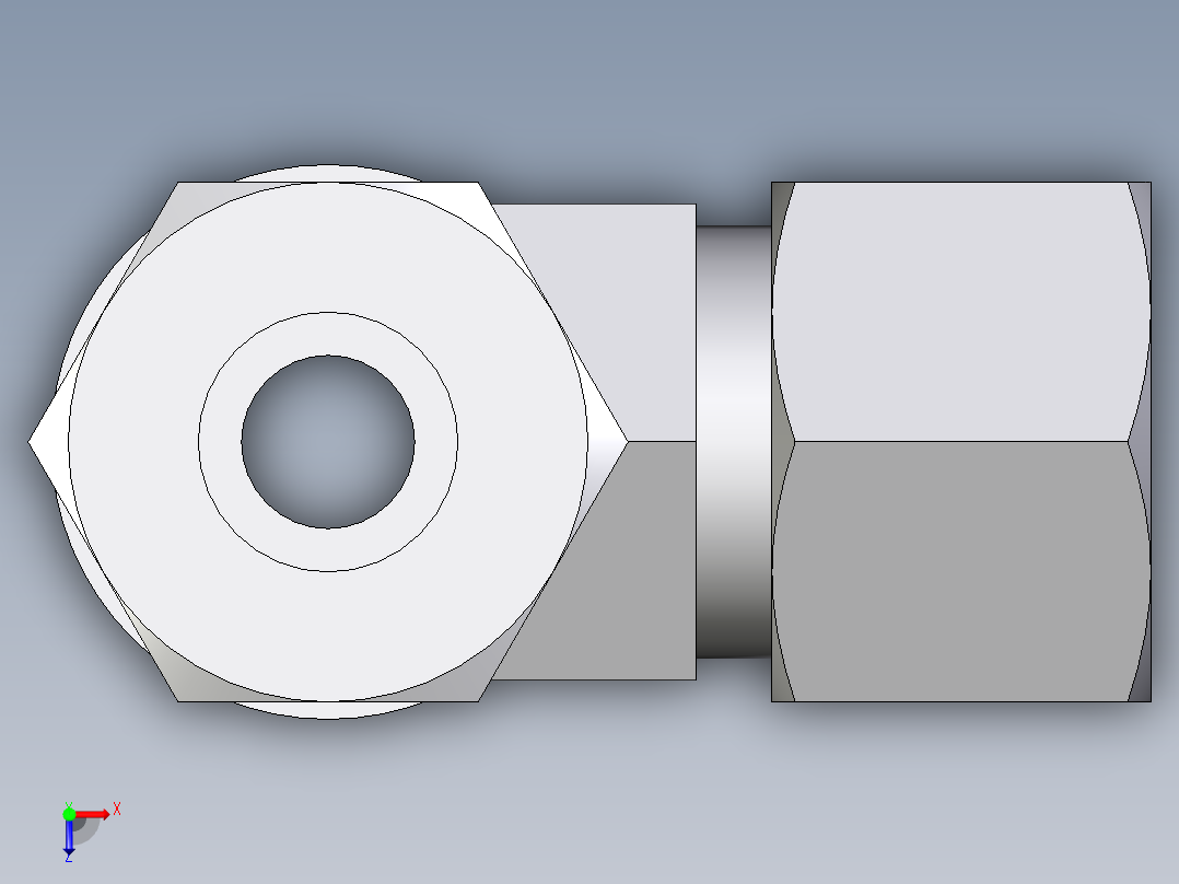 卡套式工业通用硬管接头EO_Adjustable_locknut_run_tee_LEE12SMCF俯视图