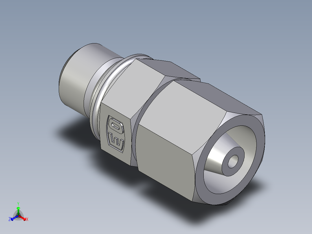 卡套式工业通用硬管接头EO_Swivel_connector_EGEO06SMCF正等轴测图