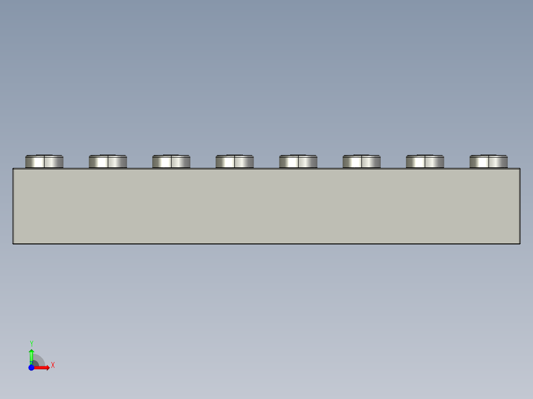 乐高套装 4421基本积木-300801 White Brick 1 x 8.STEP前视图