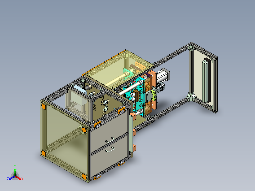 奔驰仪表板骨架铣加工设备正等轴测图