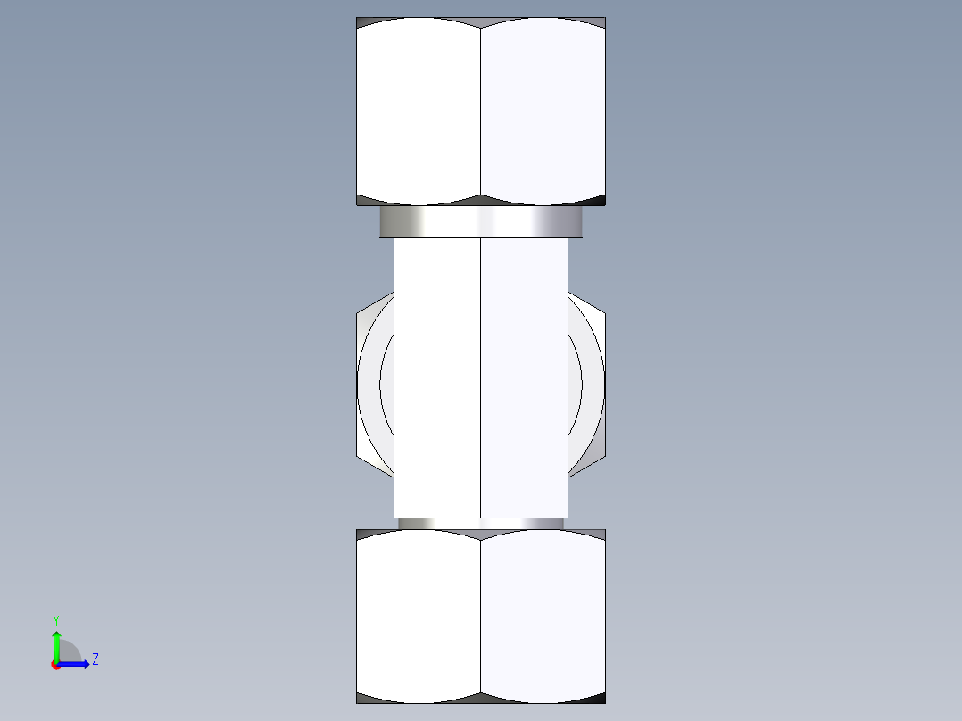 卡套式工业通用硬管接头EO_Swivel_nut_run_tee_EL14SCF左视图