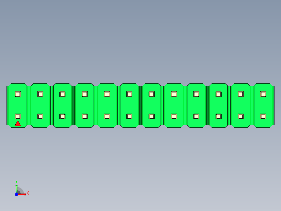 彩色公头100mil（2.54mm）系列-DS1021_green_2x12p_100mil_Type1_rev1.0前视图