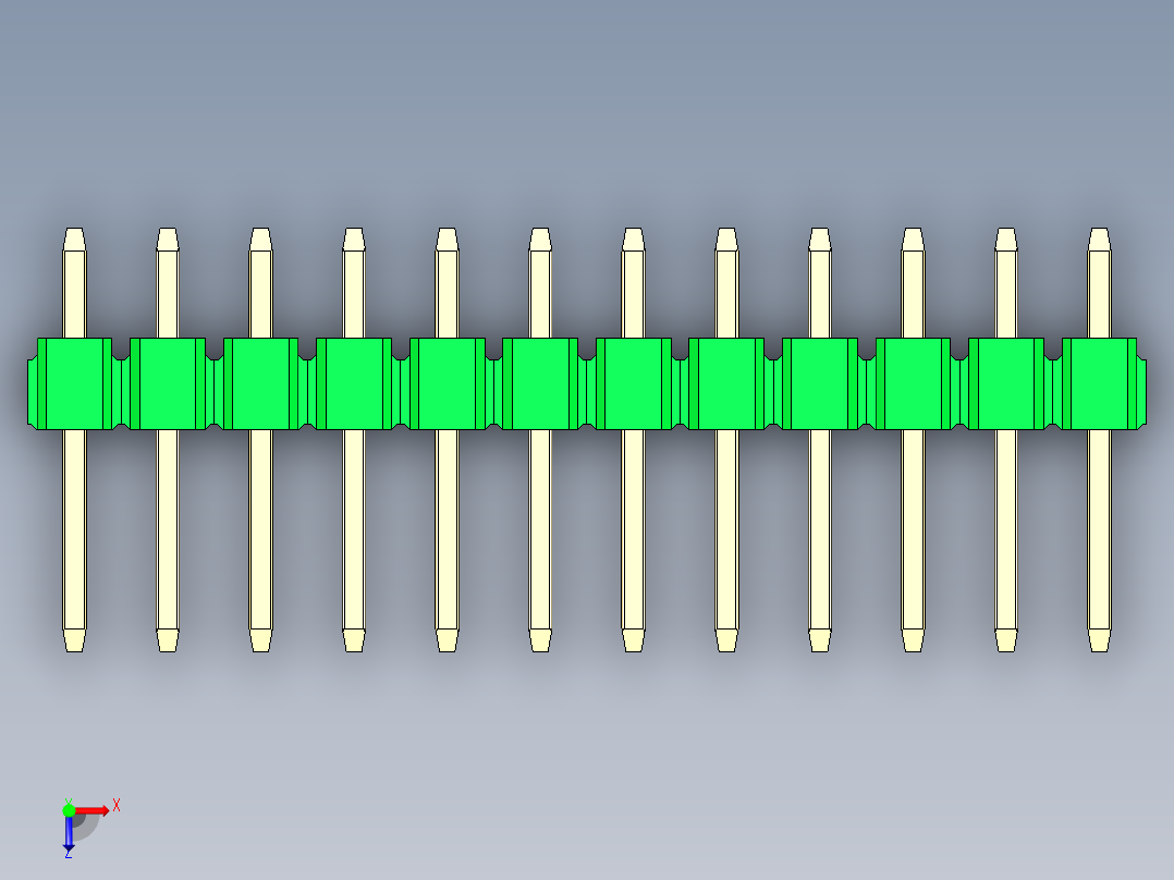 彩色公头100mil（2.54mm）系列-DS1021_green_2x12p_100mil_Type1_rev1.0俯视图