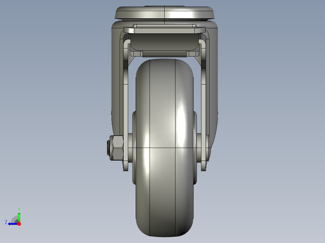 标准脚轮-WH-5084H-76 4in SWIVEL BRAKE BOLT HOLE H=129右视图