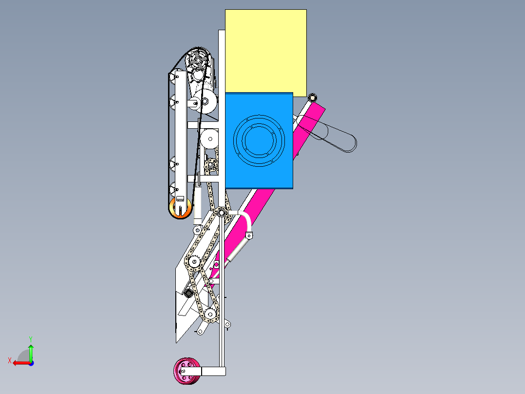 普通绿叶蔬菜履带式自走收获机含三维二维说明书后视图