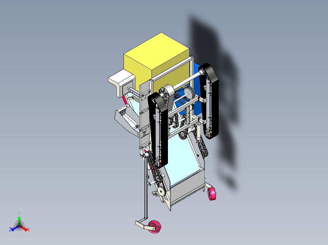 普通绿叶蔬菜履带式自走收获机含三维二维说明书正等轴测图