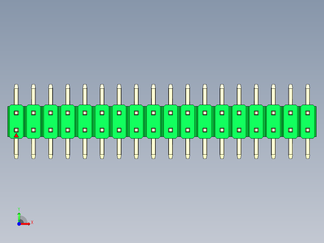 彩色公排针 100mil 2.54mm 系列-DS1022_green_36p_100mil_TypeSMT_rev1.0前视图