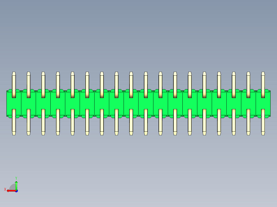 彩色公排针 100mil 2.54mm 系列-DS1022_green_36p_100mil_TypeSMT_rev1.0后视图