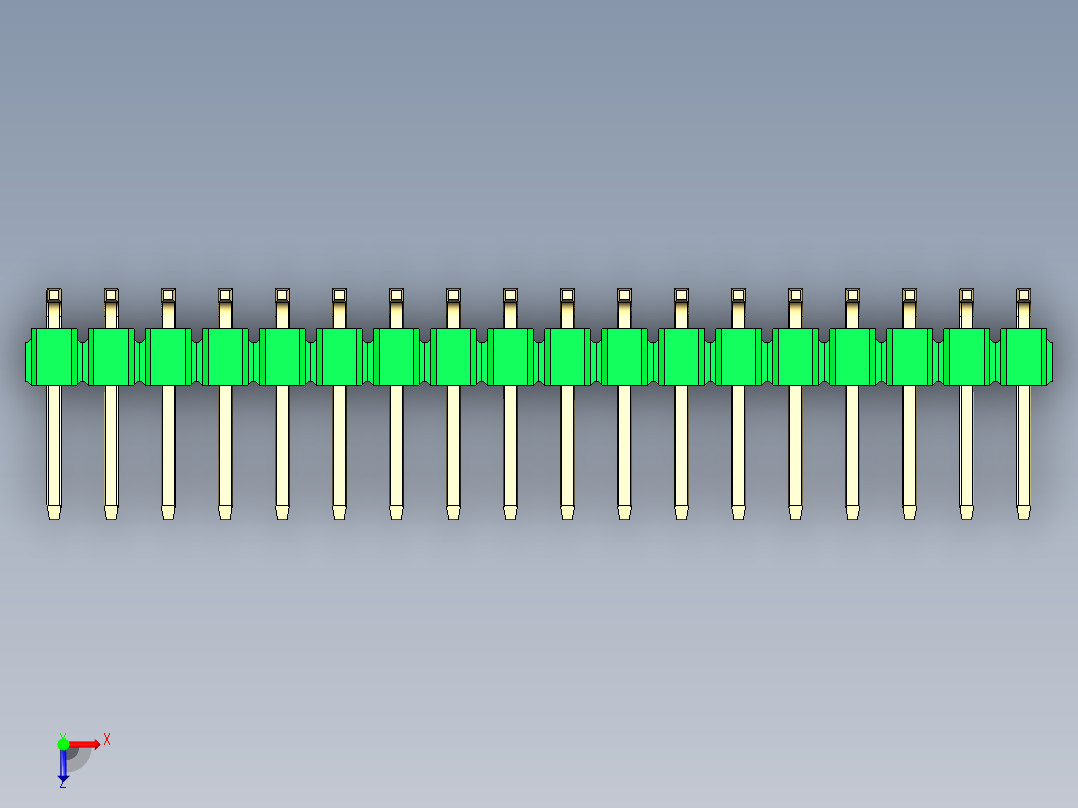 彩色公排针 100mil 2.54mm 系列-DS1022_green_36p_100mil_TypeSMT_rev1.0俯视图