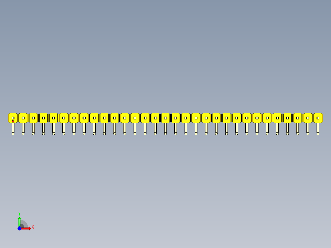 彩色公排针 100mil 2.54mm 系列-DS1022_yellow_1x31p_100mil_TypeD_rev1.0前视图