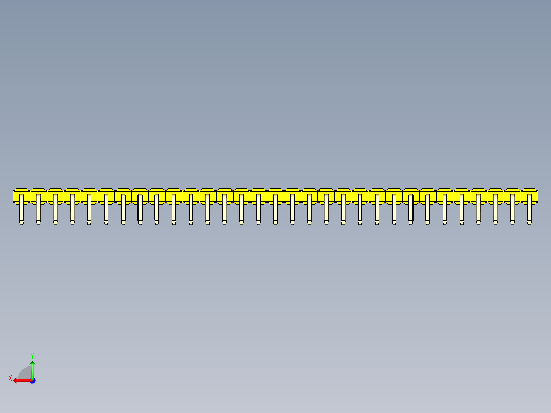 彩色公排针 100mil 2.54mm 系列-DS1022_yellow_1x31p_100mil_TypeD_rev1.0后视图
