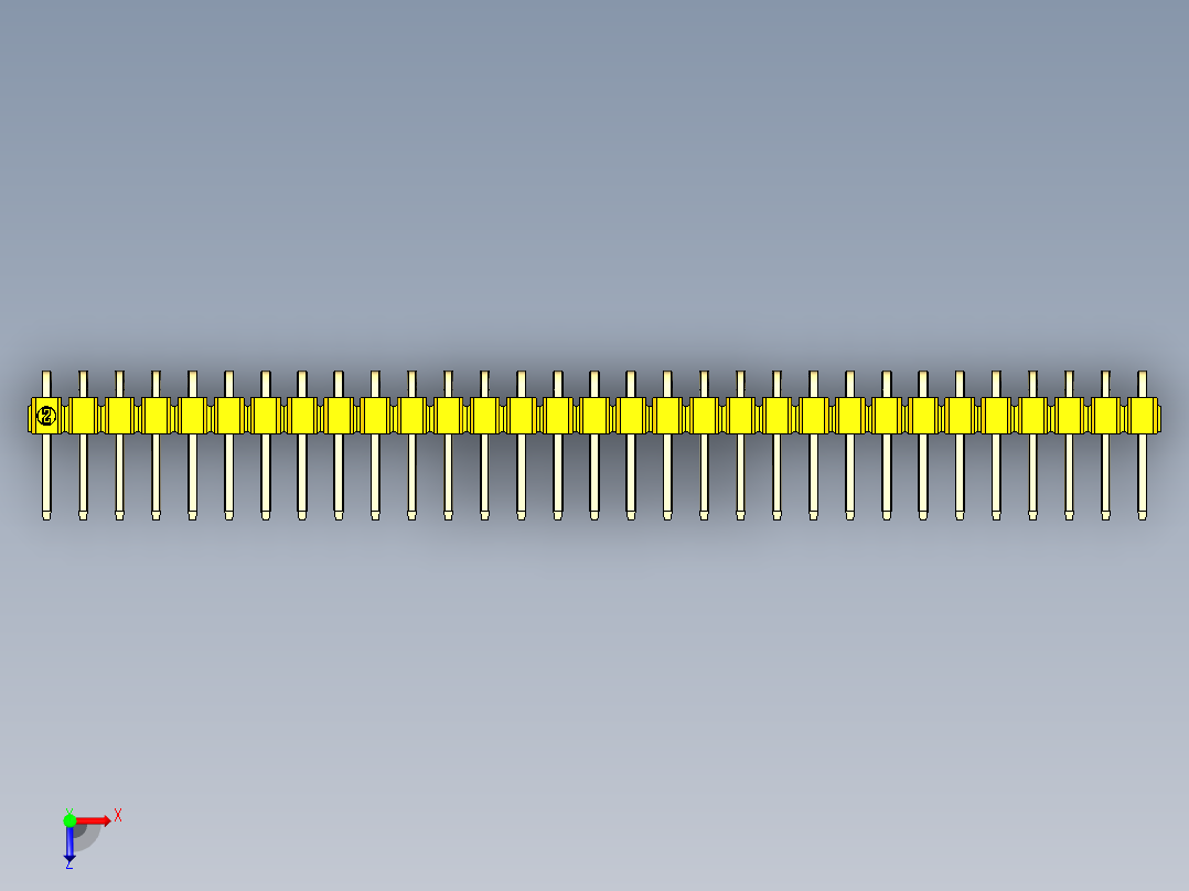 彩色公排针 100mil 2.54mm 系列-DS1022_yellow_1x31p_100mil_TypeD_rev1.0俯视图