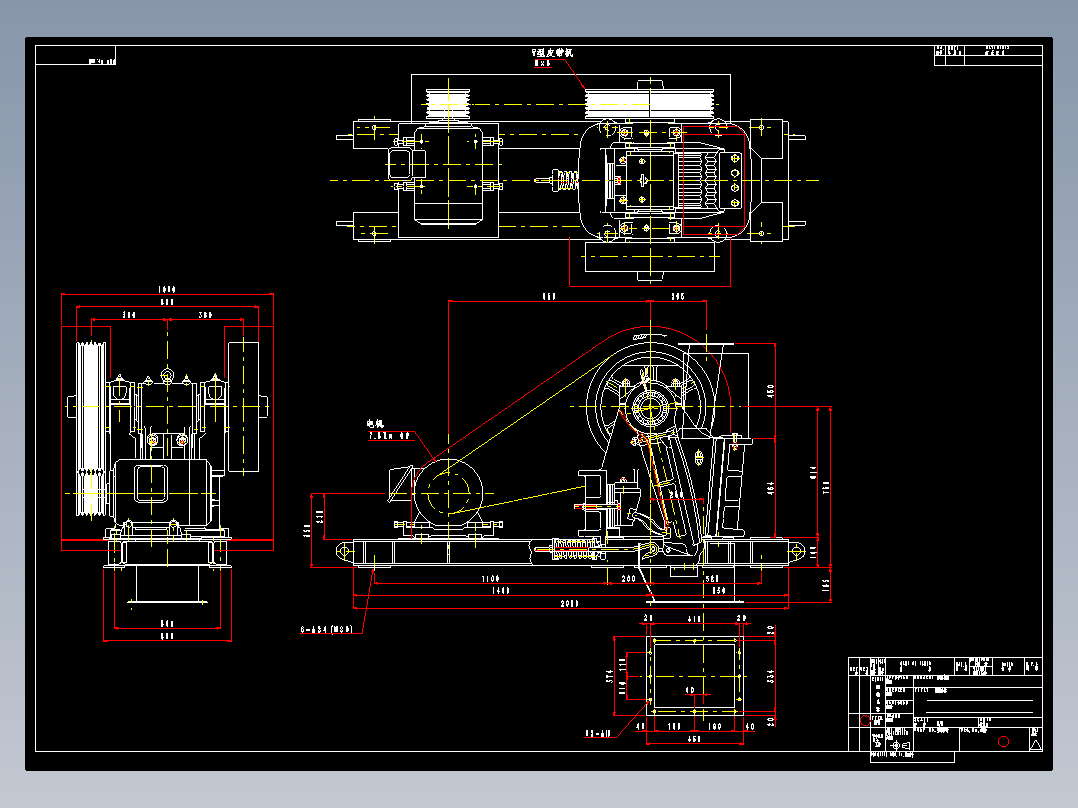 日本颚式破碎机-破碎机本体组装图 dwg