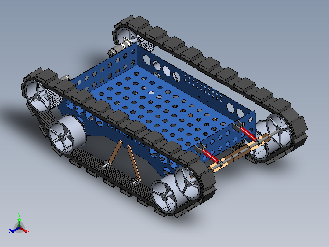 履带底盘结构sw20可编辑正等轴测图