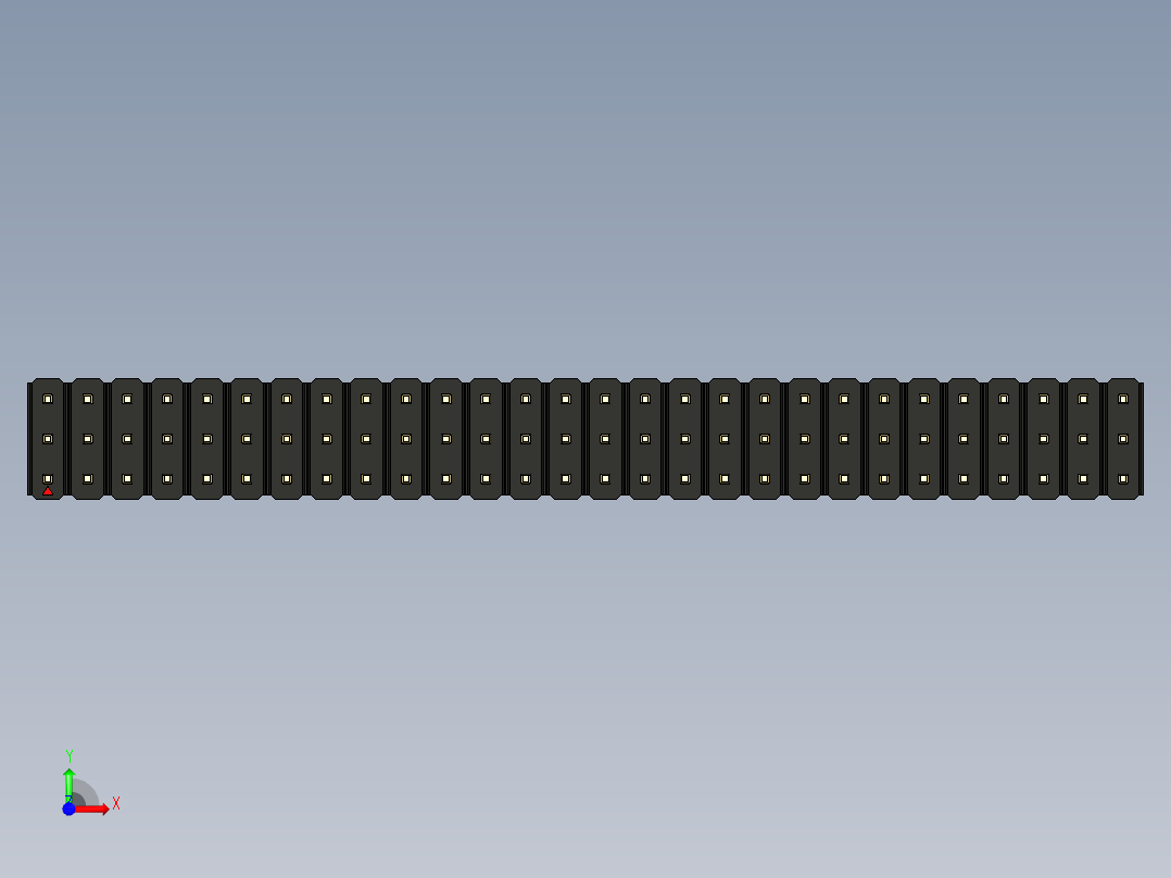 彩色公头100mil（2.54mm）系列-DS1021_black_3x28p_100mil_Type1_rev1.0前视图