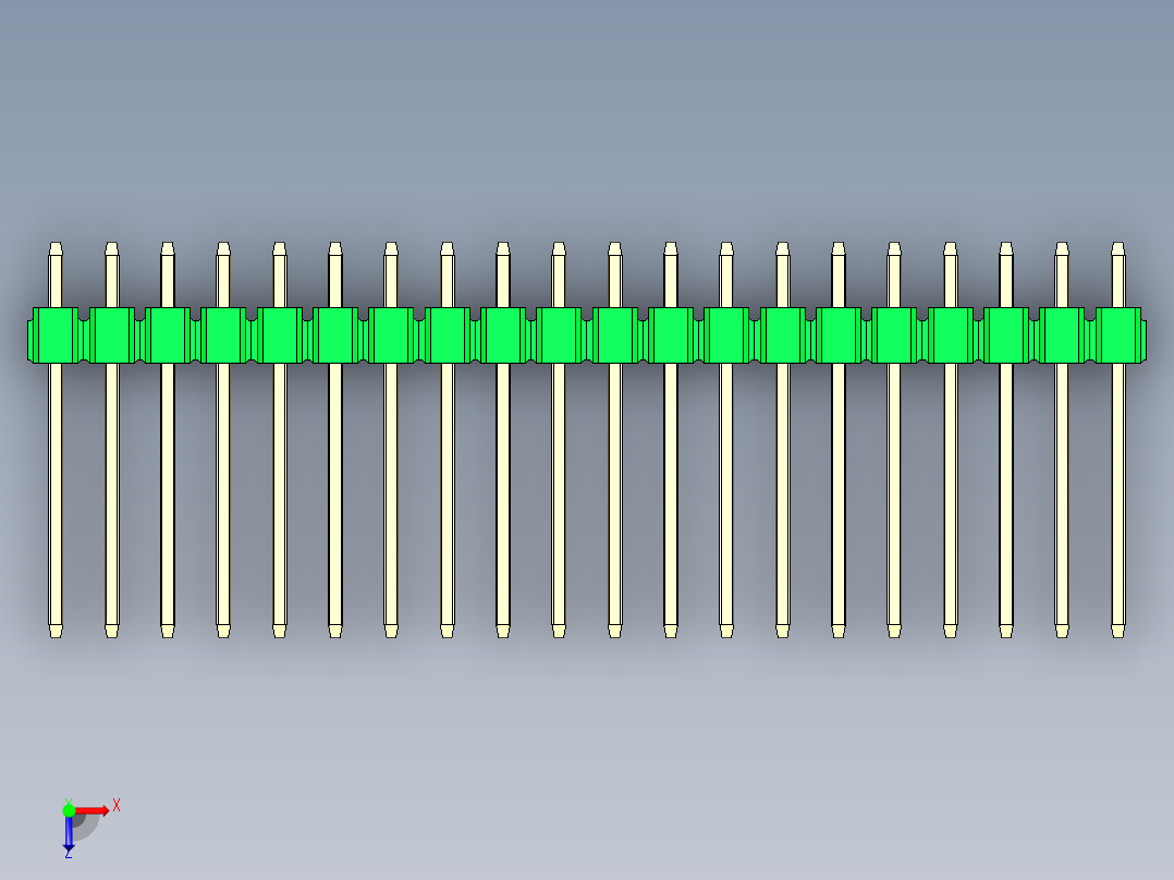 彩色公头100mil（2.54mm）系列-DS1021_green_3x20p_100mil_Type5_rev1.0俯视图