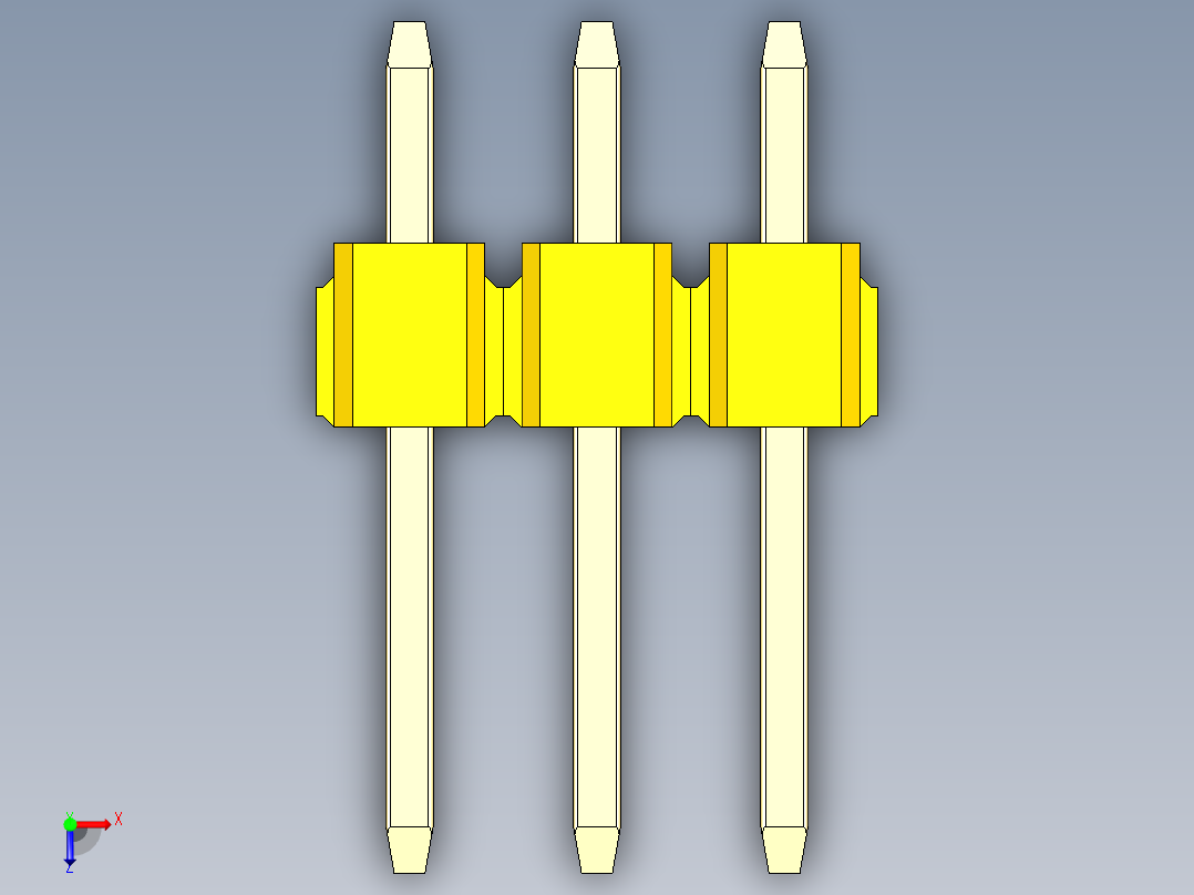 彩色公头100mil（2.54mm）系列-DS1021_yellow_1x03p_100mil_Type1_rev1.0俯视图