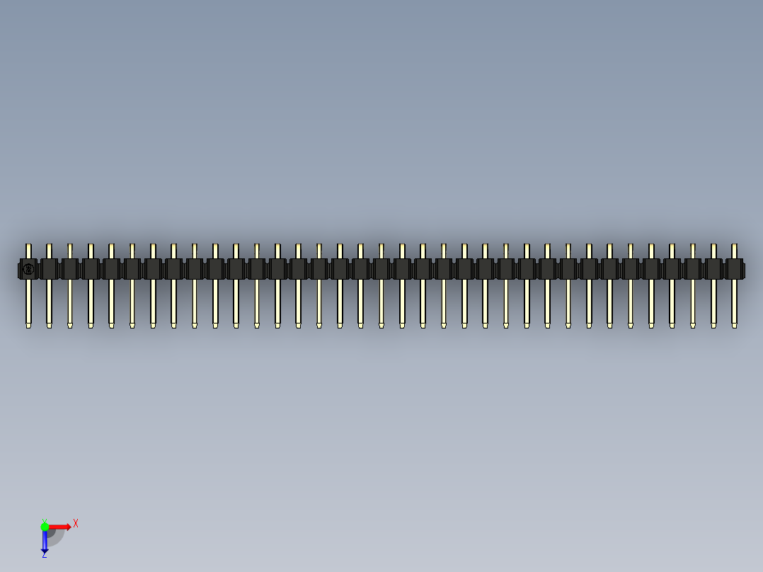 彩色公排针 100mil 2.54mm 系列-DS1022_black_1x35p_100mil_TypeD_rev1.0俯视图