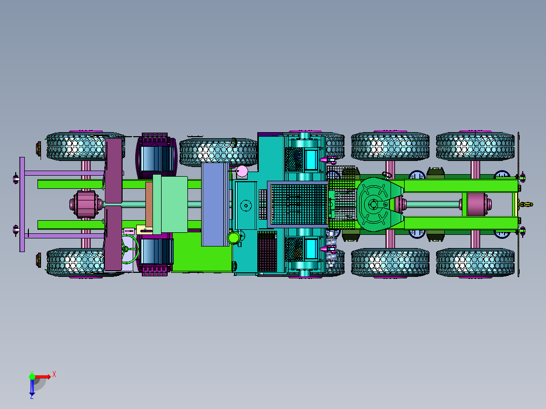 雪地奔驰奥什科什M1070型8轮重卡俯视图