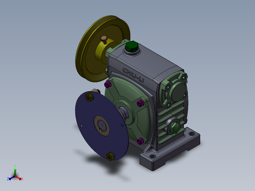 蜗轮蜗杆减速器正等轴测图