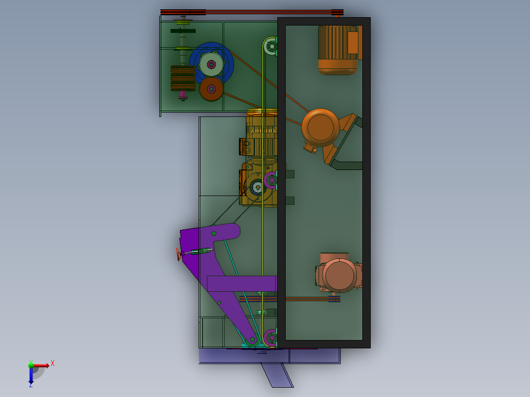 切丝切片系统三维模型俯视图