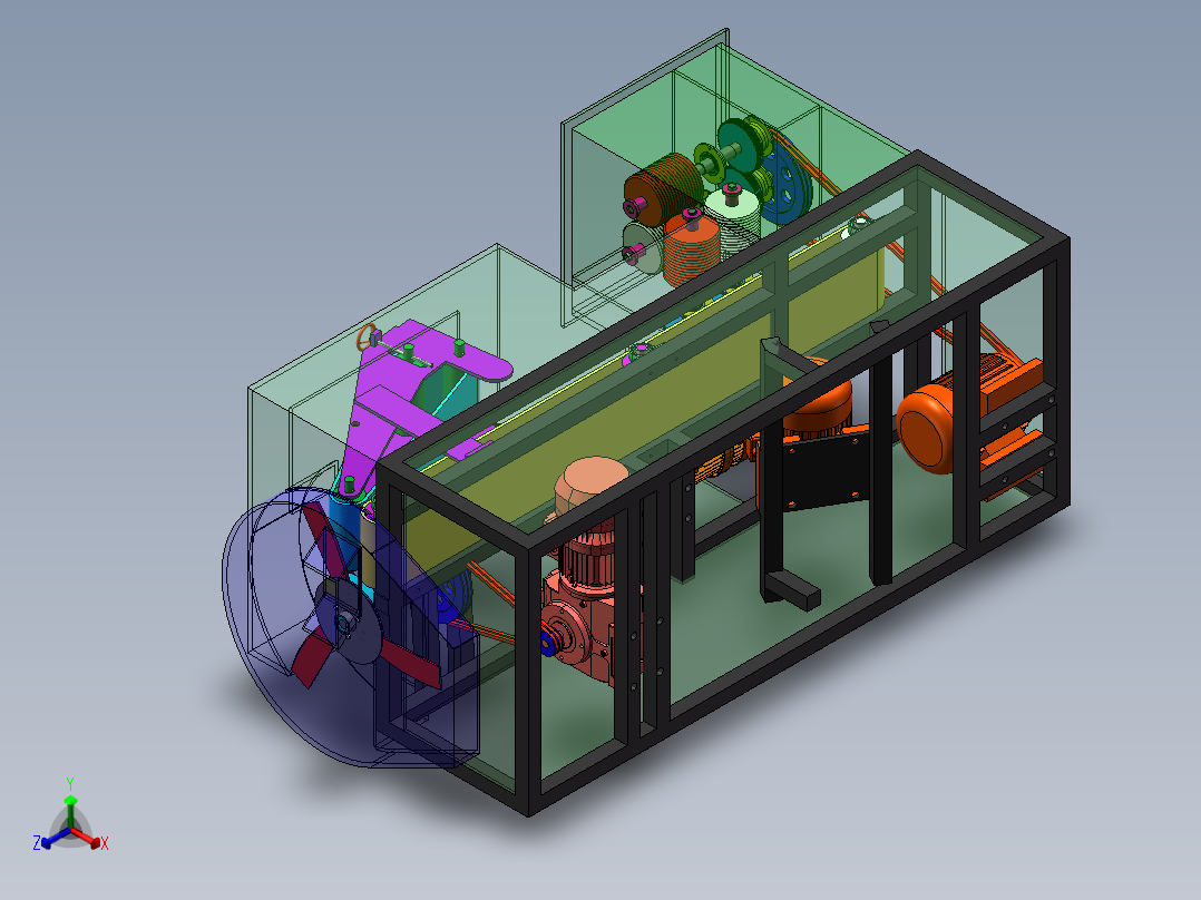 切丝切片系统三维模型正等轴测图