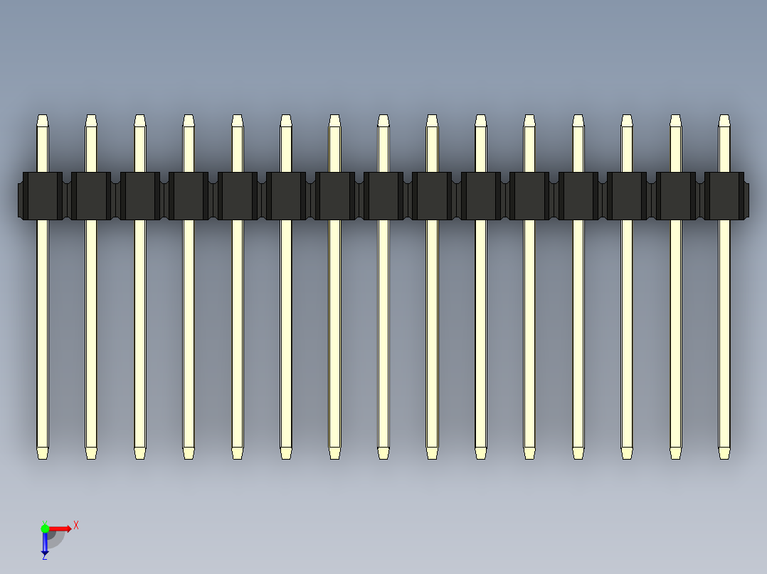 彩色公头100mil（2.54mm）系列-DS1021_black_1x15p_100mil_Type5_rev1.0俯视图